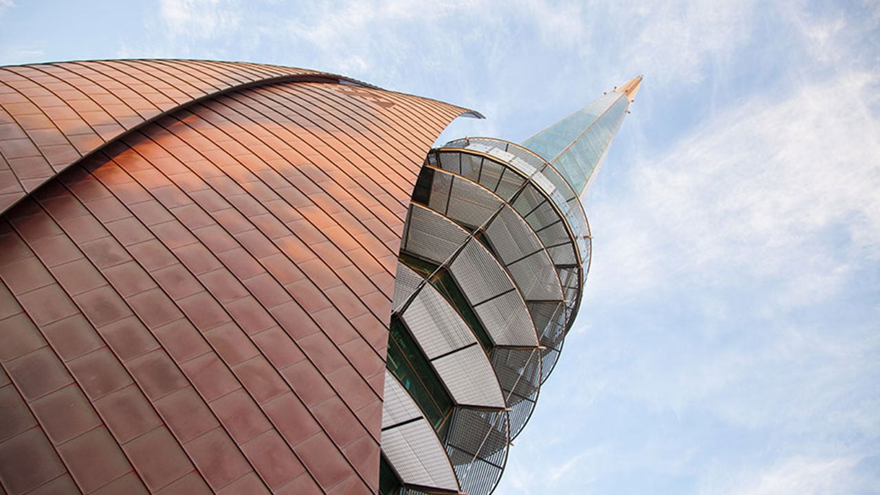 Close-up of the bell tower in Perth, Western Australia. This is a local landmark located next to the Swan River, just a short walk from the central city area.