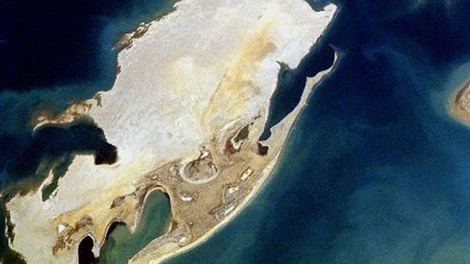 Aerial view of Vozrozhdeniya Island from NASA